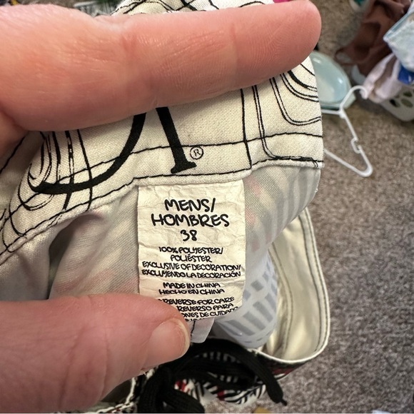 Men’s OP Swim Trunks White w/ Black & Red Plaid – Size 38 - Picture 6 of 6